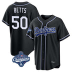 Los Angeles Dodgers #50 Mookie Betts Player Black AmberGomez World Series Meet Carbon Limited Home Stitched Jerseys