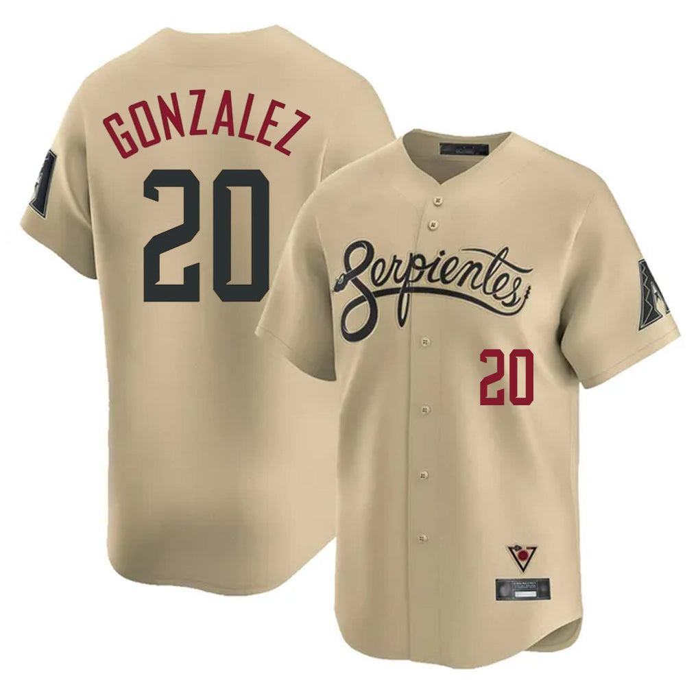 Arizona Diamondbacks #20 Luis Gonzalez Player Tan AmberGomez City Connect Limited Home Game Stitched Jerseys
