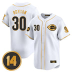 Cincinnati Reds #30 Ken Griffey Player White-Gold AmberGomez Vapor Premier Limited Home Stitched Jerseys