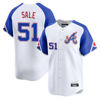 Atlanta Braves #51 Chris Sale Player White AmberGomez City Connect Limited Home Game Stitched Jerseys