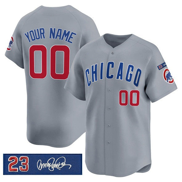 Custom Chicago Cubs Active Player Gray AmberGomez 'Ryne Sandberg Tribute' Vapor Limited V3 Stitched Jersey