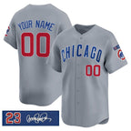 Custom Chicago Cubs Active Player Gray AmberGomez 'Ryne Sandberg Tribute' Vapor Limited V3 Stitched Jersey