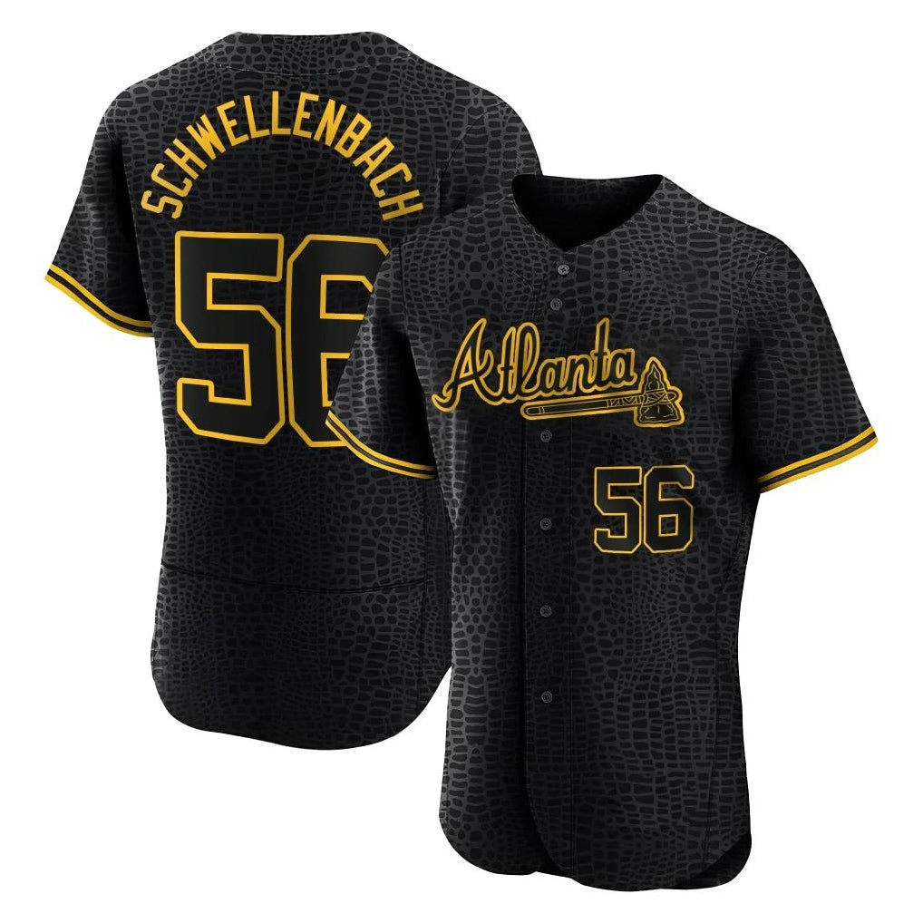Atlanta Braves #56 Spencer Schwellenbach Player Black AmberGomez Snake Skin City Limited Elite Home Game Stitched Jerseys
