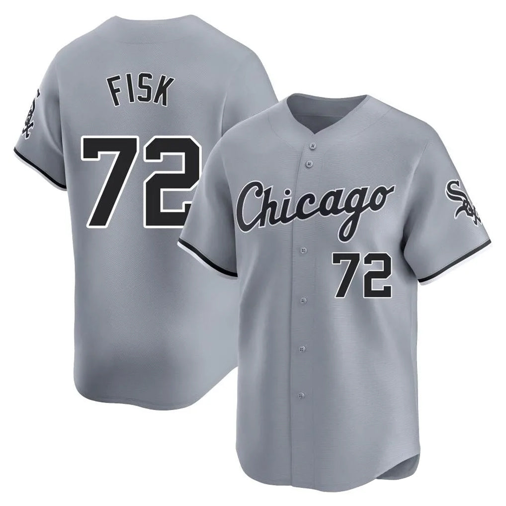 Chicago White Sox #72 Carlton Fisk Player Gray AmberGomez Road Limited Home Stitched Jerseys