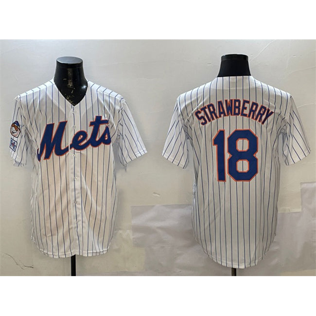 New York Mets #18 Darryl Strawberry White AmberGomez 2025 Spring Training Cool Base Stitched Jersey