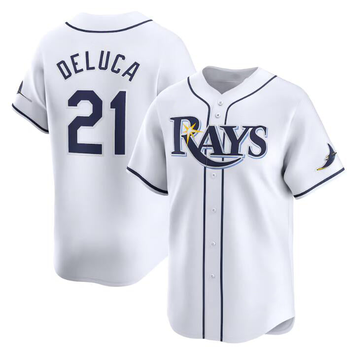 Tampa Bay Rays #21 Jonny DeLuca White AmberGomez Home Limited Stitched Jersey