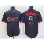 Cincinnati Reds #9 Joe Burrow Black AmberGomez 2023 City Connect Cool Base Stitched Jersey 2