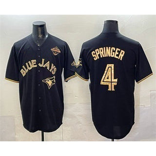 Toronto Blue Jays #4 George Springer Black Gold AmberGomez 2025 American League Champions Limited Stitched Jersey