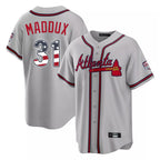 Atlanta Braves #31 Greg Maddux Player Gray AmberGomez USA 250 Fourth Of July Limited Home Game Stitched Jerseys