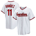 Cleveland Guardians #11 Jos¨¦ Ram¨ªrez White AmberGomez Home Replica Jersey