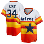 Houston Astros #34 Nolan Ryan White AmberGomez Home Cooperstown Collection Player Jersey
