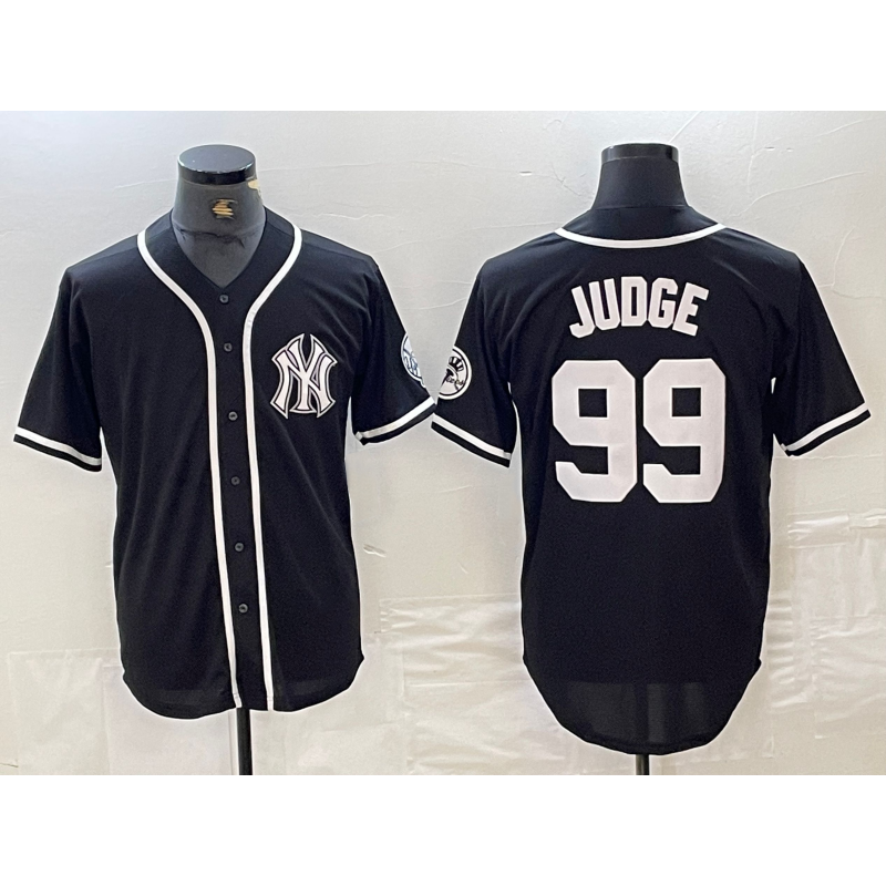 New York Yankees #99 Aaron Judge Black White AmberGomez Cool Base Stitched Jersey