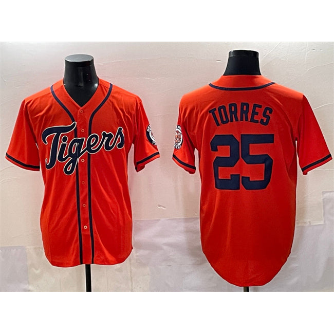 Detroit Tigers #25 Gleyber Torres Orange AmberGomez With Patch Vapor Premier Limited Stitched Jersey