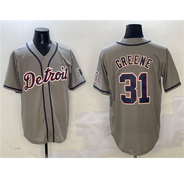 Detroit Tigers #31 Riley Greene Gray AmberGomez With Patch Cool Base Stitched Jersey