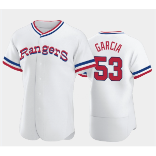 Texas Rangers #53 Adolis Garcia White AmberGomez Throwback Stitched Flex Base Jersey