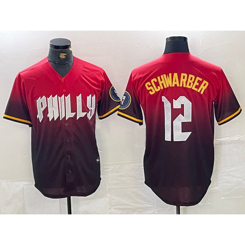 Philadelphia Phillies #12 Kyle Schwarber Red AmberGomez 2024 City Cool Base Jersey