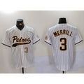 San Diego Padres #3 Jackson Merrill White AmberGomez 2023 Cool Base Stitched Jerseys