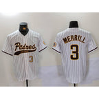 San Diego Padres #3 Jackson Merrill White AmberGomez 2023 Cool Base Stitched Jerseys