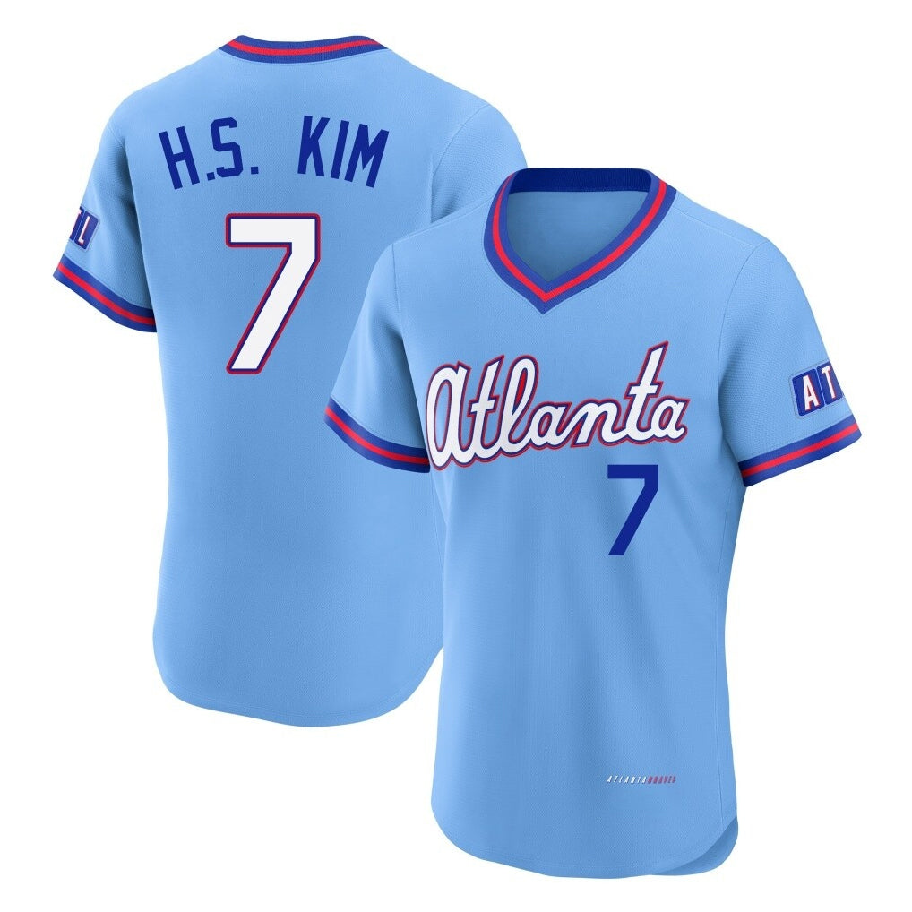 Atlanta Braves #7 Ha-Seong Kim Player Powder Blue AmberGomez 2026 City Connect T-shirt Limited Elite Home Game Stitched Jerseys