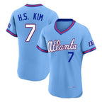 Atlanta Braves #7 Ha-Seong Kim Player Powder Blue AmberGomez 2026 City Connect T-shirt Limited Elite Home Game Stitched Jerseys