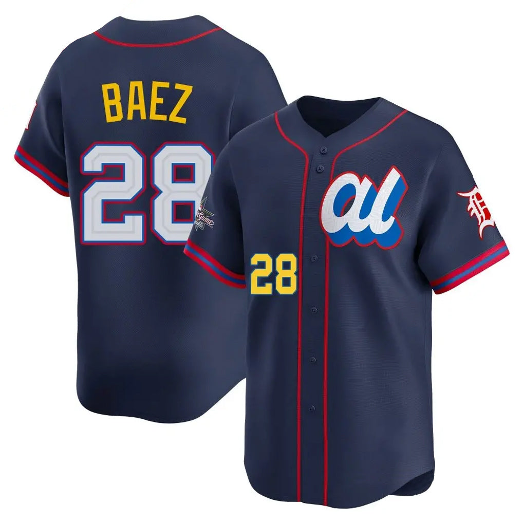Detroit Tigers #28 Javier Baez Player Navy AmberGomez Limited American League All-Star Edition Stitched Jerseys