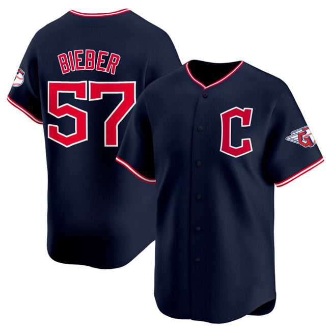 Cleveland Guardians #57 Shane Bieber Navy AmberGomez 2025 Alternate Limited Stitched Jersey