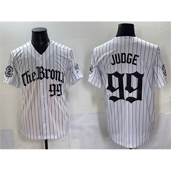 New York Yankees #99 Aaron Judge White AmberGomez Fashion Pinstripe 'Gothic Legacy Edition' Vapor Premier Limited Stitched Jersey