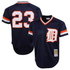 Detroit Tigers #23 Kirk Gibson Player Navy AmberGomez Mitchell & Ness 1984 Mesh Batting Practice  T-shirt Stitched Jerseys