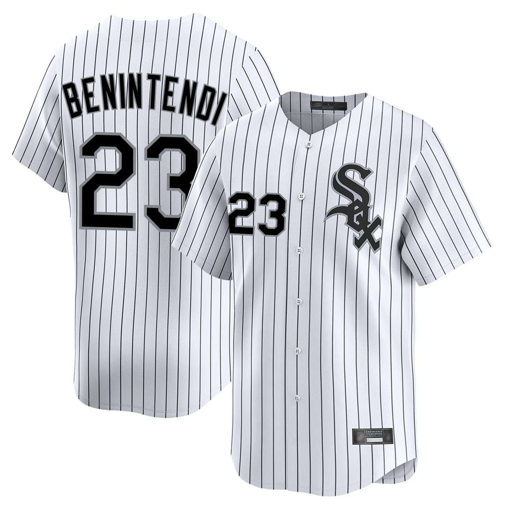 Chicago White Sox #23 Andrew Benintendi Player White AmberGomez Stripe Limited Home Stitched Jerseys