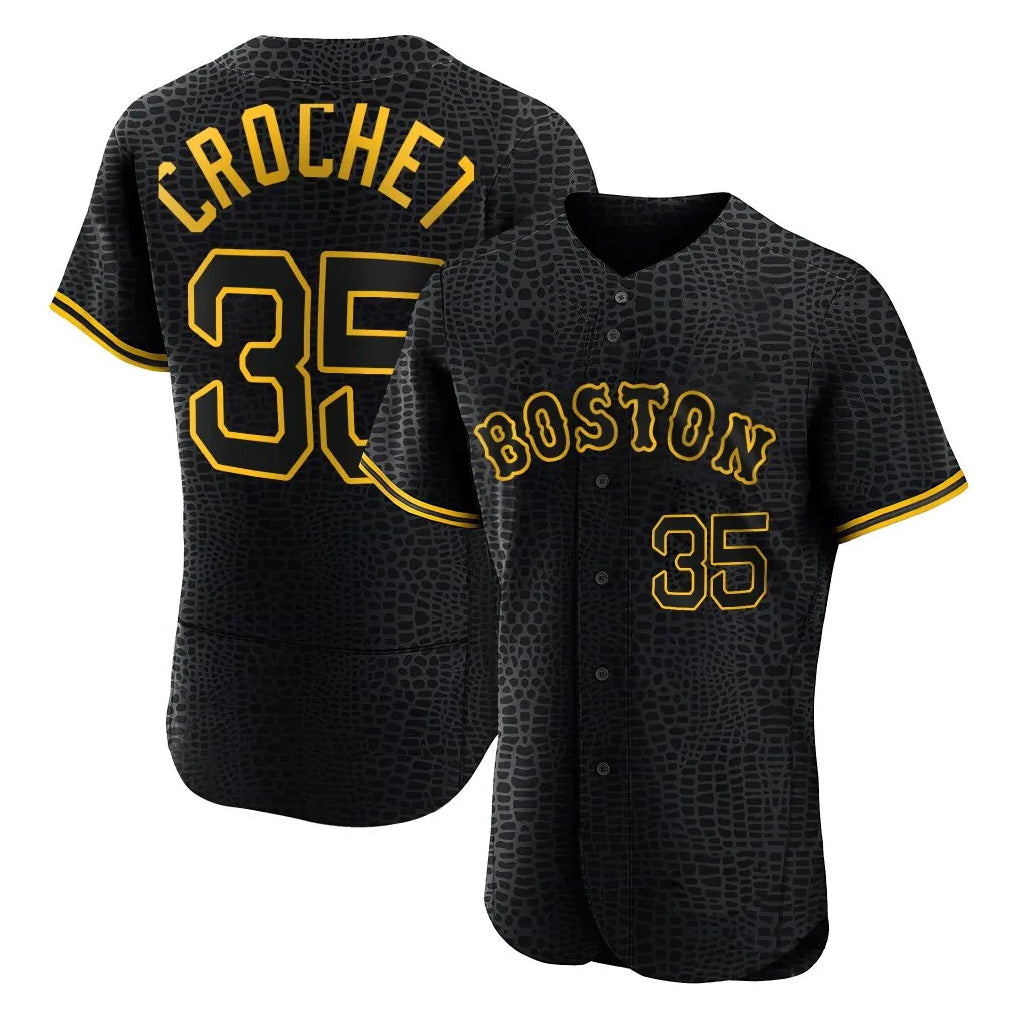 Boston Red Sox #35 Garrett Crochet Player Black AmberGomez Snake Skin City Limited Elite Home Stitched Jerseys