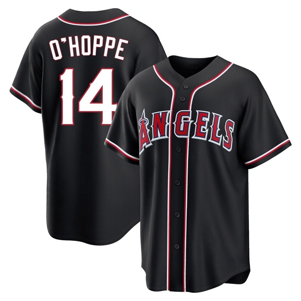 Los Angeles Angels #14 Logan O'Hoppe Player Black AmberGomez Fashion Out Home Game Stitched Jerseys