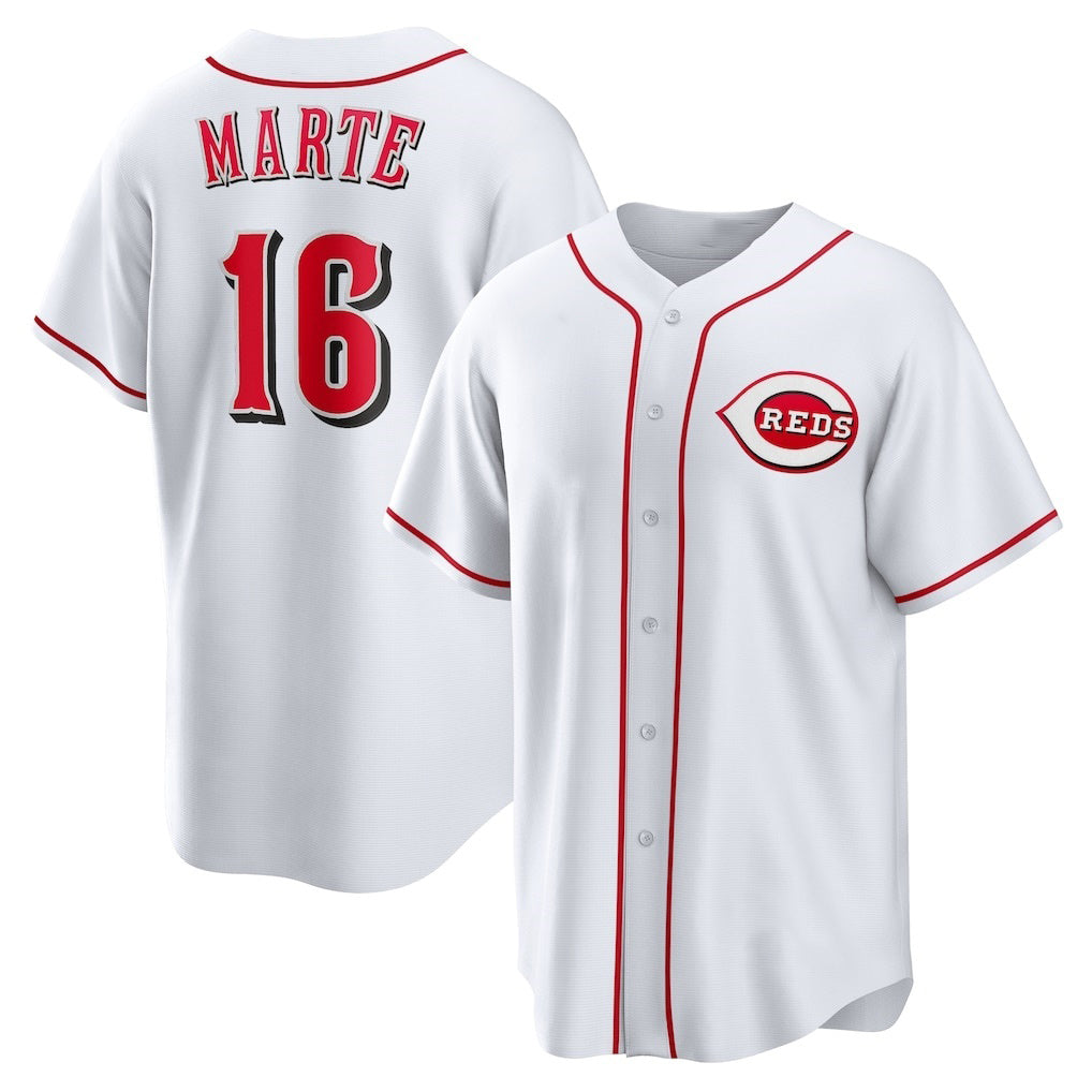 Cincinnati Reds #16 Noelvi Marte White AmberGomez Home Replica Jersey