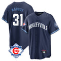 Chicago Cubs #31 Greg Maddux Player Navy AmberGomez 150th Anniversary City Connect Home Game Stitched Jerseys