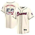 Atlanta Braves #56 Spencer Schwellenbach Player Cream AmberGomez USA 250 Fourth Of July Limited Home Game Stitched Jerseys