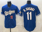 Los Angeles Dodgers #11 Roki Sasaki Royal AmberGomez 2026 Alternate Gold Collection Stadium Stitched Jersey