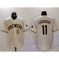 Milwaukee Brewers #11 Jackson Chourio Cream AmberGomez Stitched Cool Base Jerseys