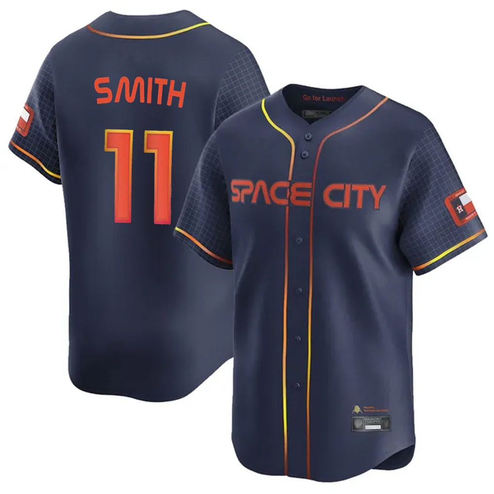 Houston Astros #11 Cam Smith Player Navy AmberGomez City Connect Home Limited Stitched Jerseys