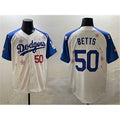 Los Angeles Dodgers #50 Mookie Betts White Royal AmberGomez 2025 Tokyo Series Limited Stitched Jersey
