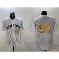 New York Yankees #99 Aaron Judge White AmberGomez Pinstripe Without Name Fashion Cool Base Jerseys