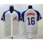 Atlanta Braves #16 Travis dArnaud White AmberGomez 2023 City Connect Flex Base Stitched Jersey