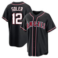 Los Angeles Angels #12 Jorge Soler Player Black AmberGomez Fashion Out Home Game Stitched Jerseys