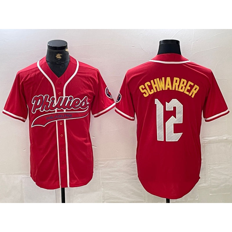 Philadelphia Phillies #12 Kyle Schwarber Red AmberGomez 2024 City Connect Limited Stitched Jersey 2