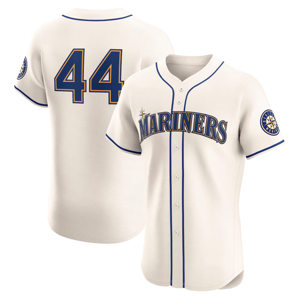 Seattle Mariners #44 Julio Rodr¨ªguez Cream AmberGomez Alternate 2 Elite Player Jersey