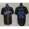 Los Angeles Dodgers #50 Mookie Betts Number Black AmberGomez Cool Base With Patch Stitched Jersey 2