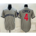 Minnesota Twins #4 Carlos Correa 2023 Grey AmberGomez Home Team Cool Base Stitched Jersey