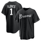 Atlanta Braves #1 Ozzie Albies Player Black AmberGomez Home Game Stitched Jerseys