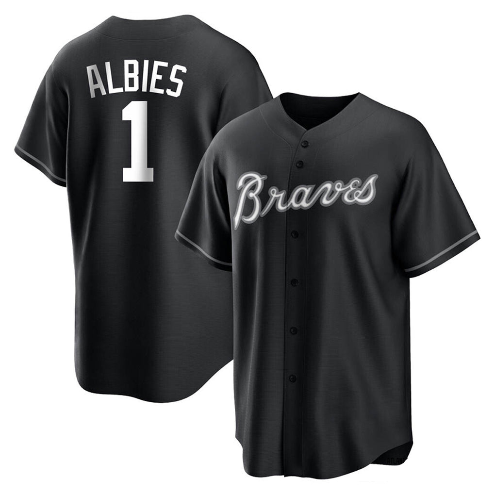 Atlanta Braves #1 Ozzie Albies Player Black AmberGomez Home Game Stitched Jerseys