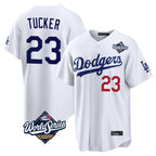 Los Angeles Dodgers #23 Kyle Tucker Player White AmberGomez World Series Home Game Stitched Jerseys