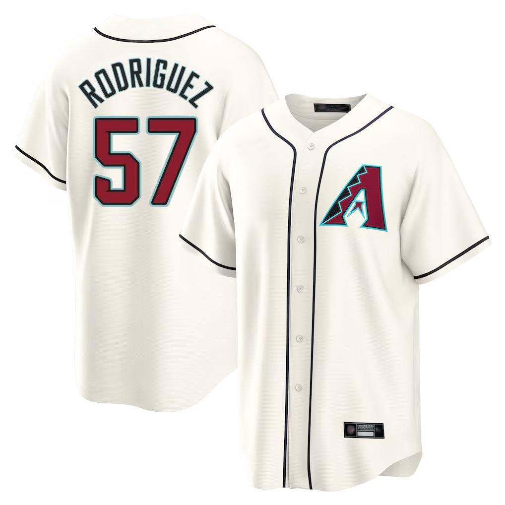 Arizona Diamondbacks #57 Eduardo Rodriguez Player Cream AmberGomez Home Game Stitched Jerseys