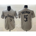 Los Angeles Dodgers #5 Freddie Freeman Grey AmberGomez LA Gothic Style With 2025 World Series Champions Patch Limited Stitched Jersey